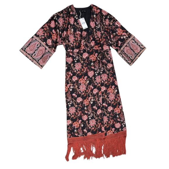 NWT Mango Paisley Print Fringed Hem Wrap Dress - Picture 8 of 9